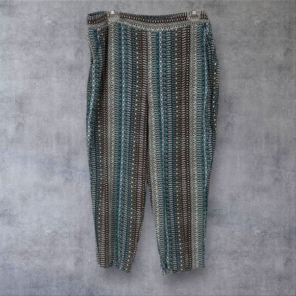 Jessica Simpson Boho Print Elastic Waist Pants Lounge, Casual Comfy XL Viscose - Picture 1 of 9